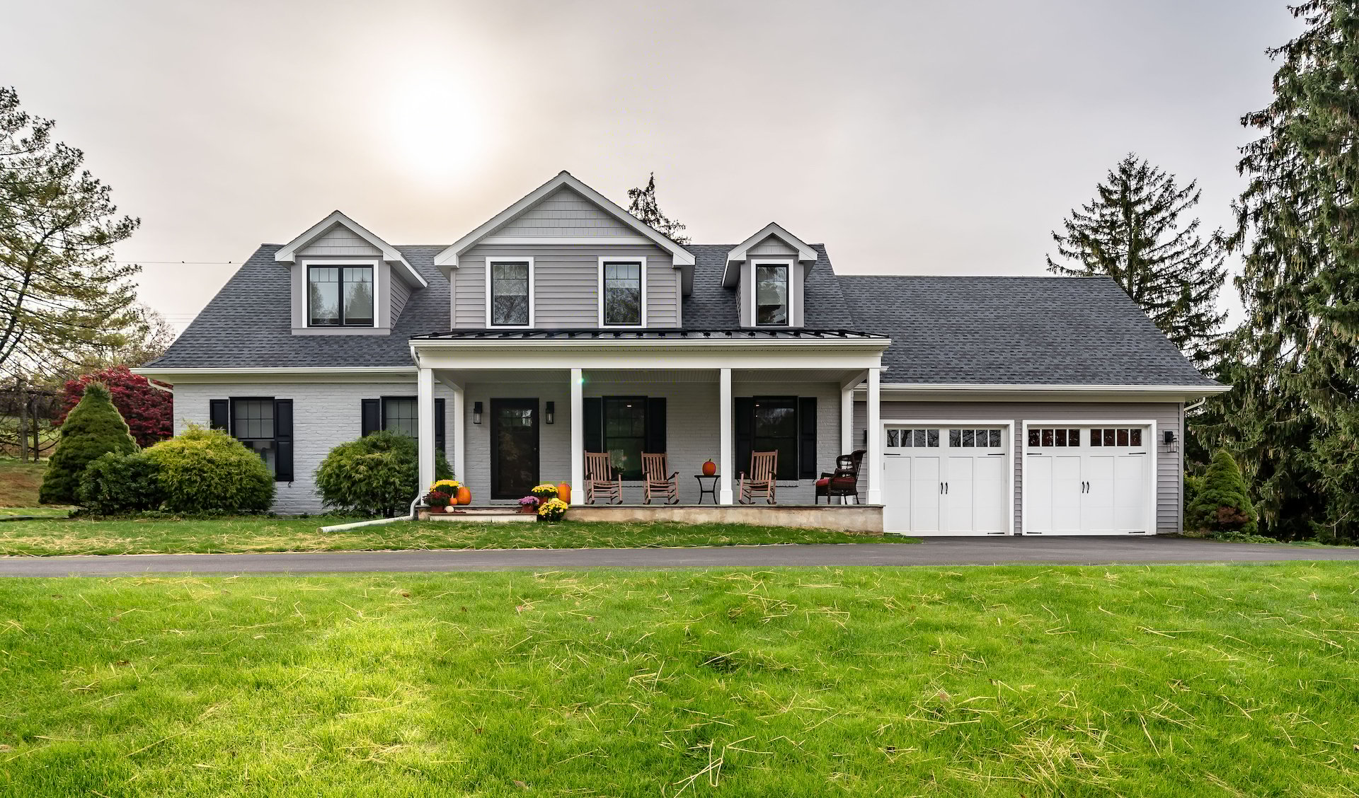 Custom home in West Chester, PA, with front porch and 2-car garage