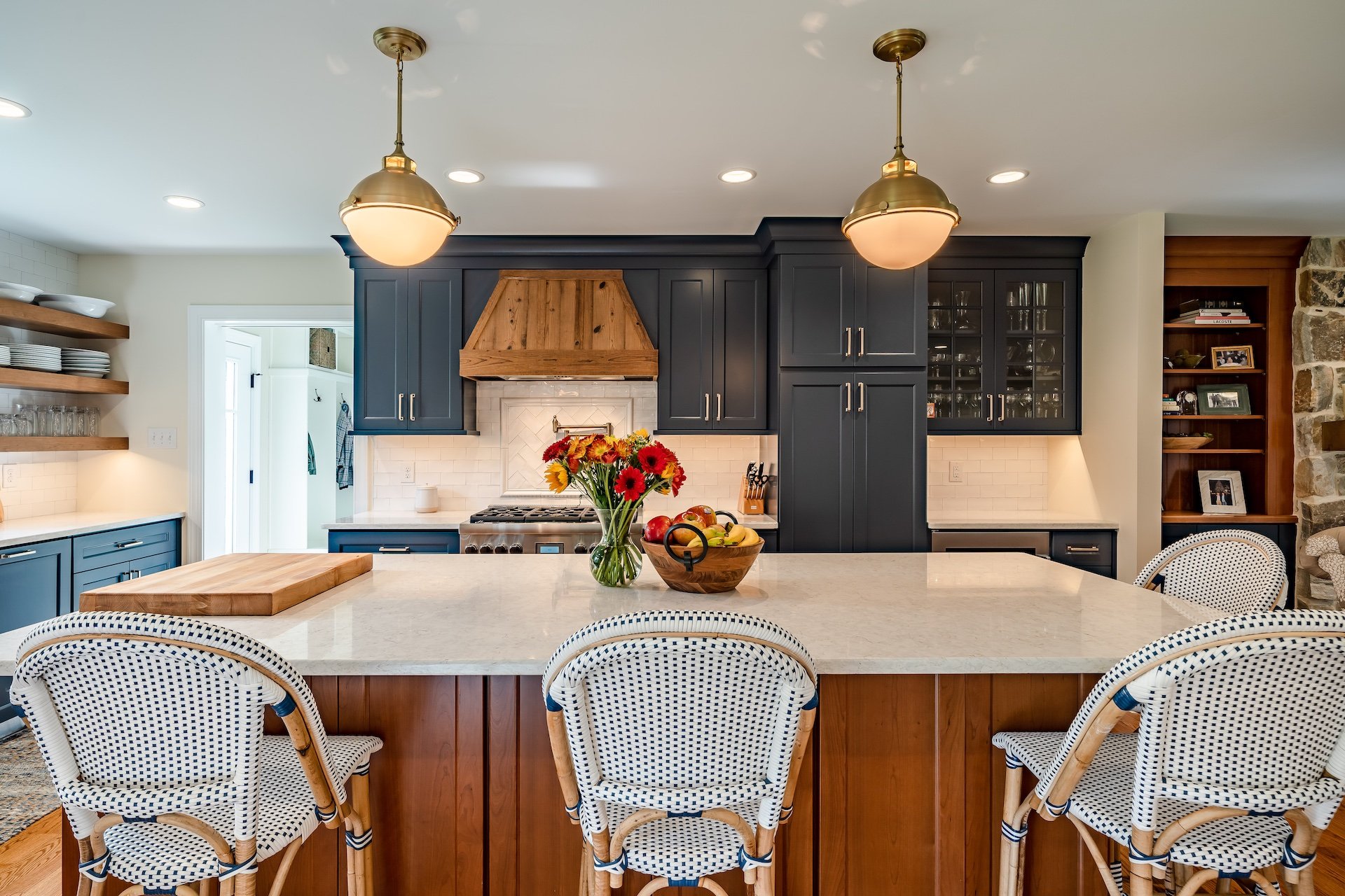 Kitchen with pendant lights
