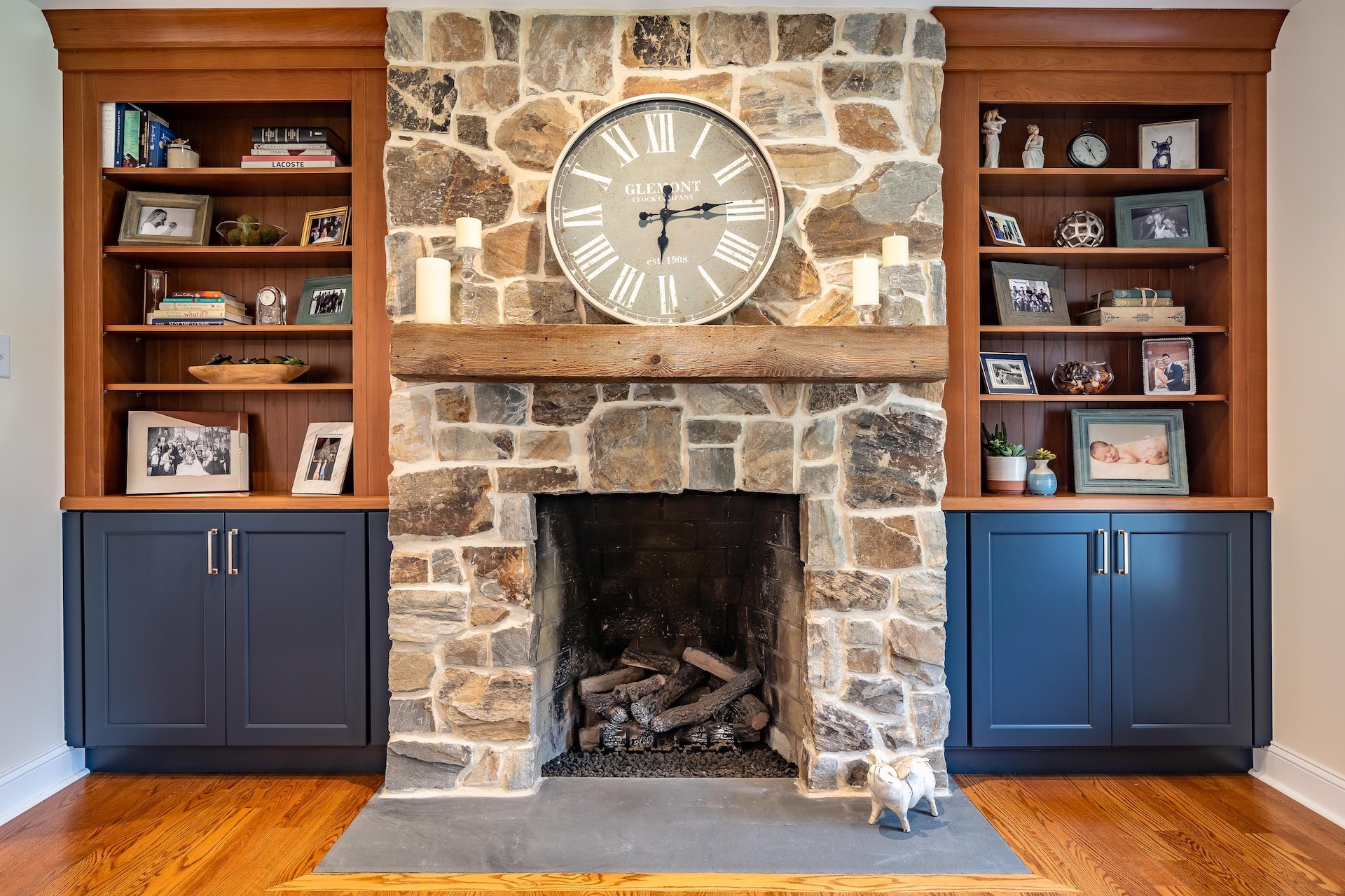 Stone fireplace