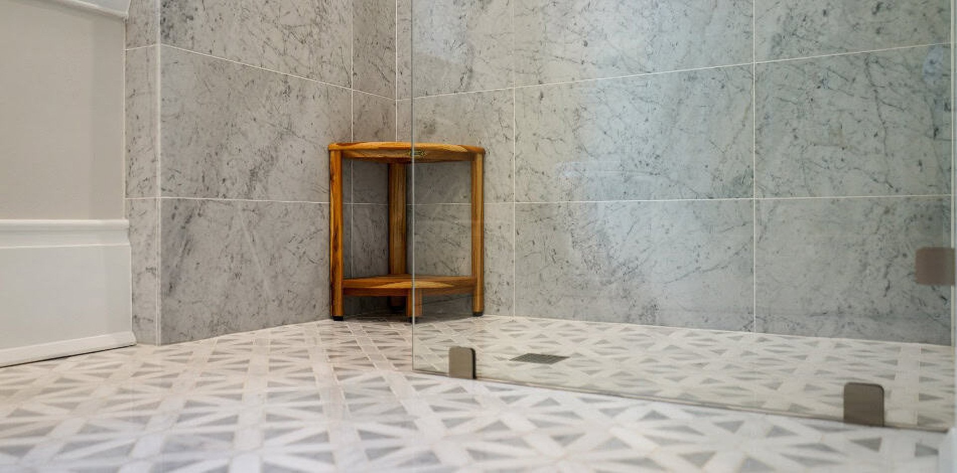 Curbless shower for aging in place