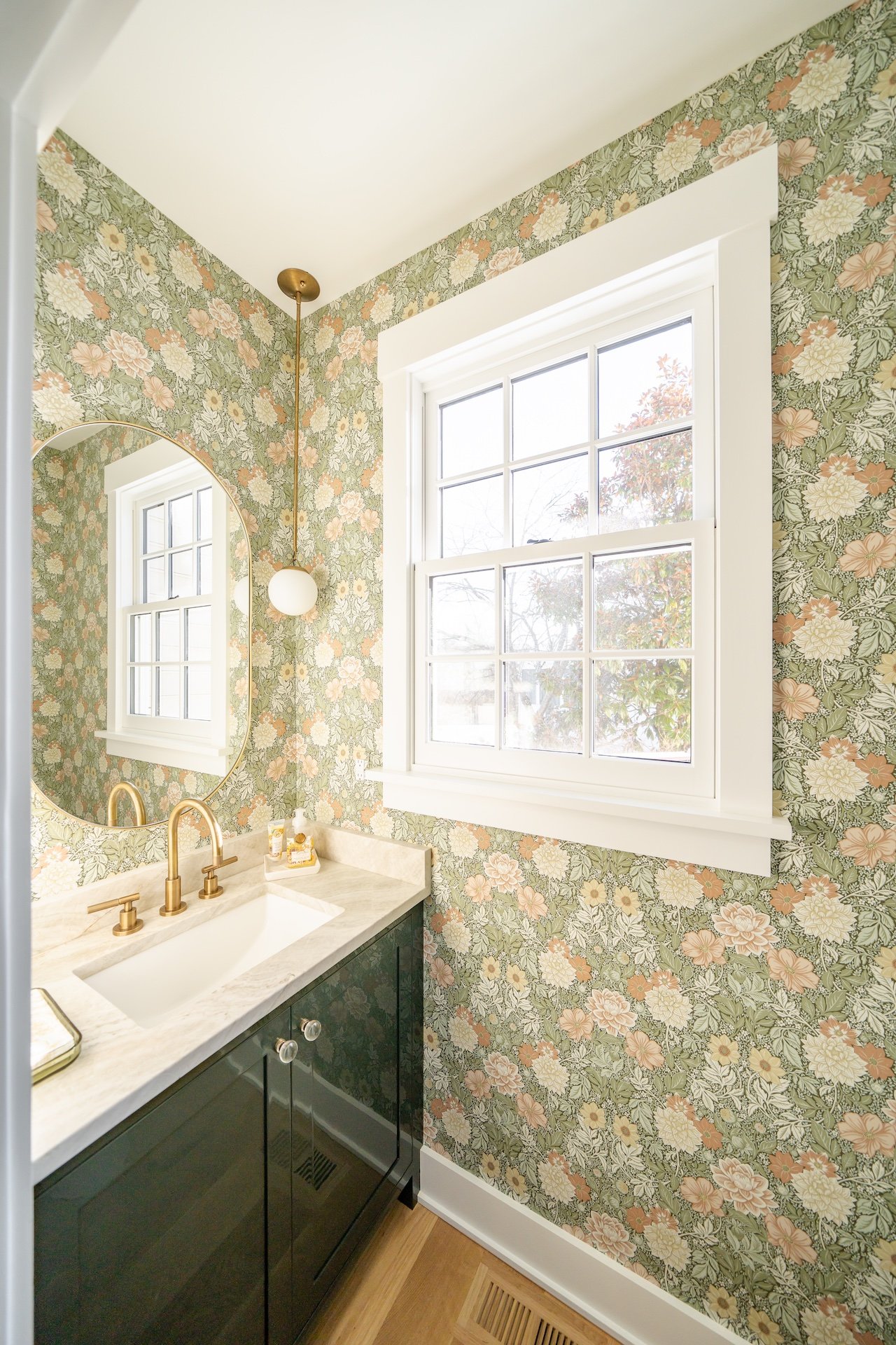 Is It Time to Update Your Bathroom? 6 remodeled bathroom with green floral wallpaper