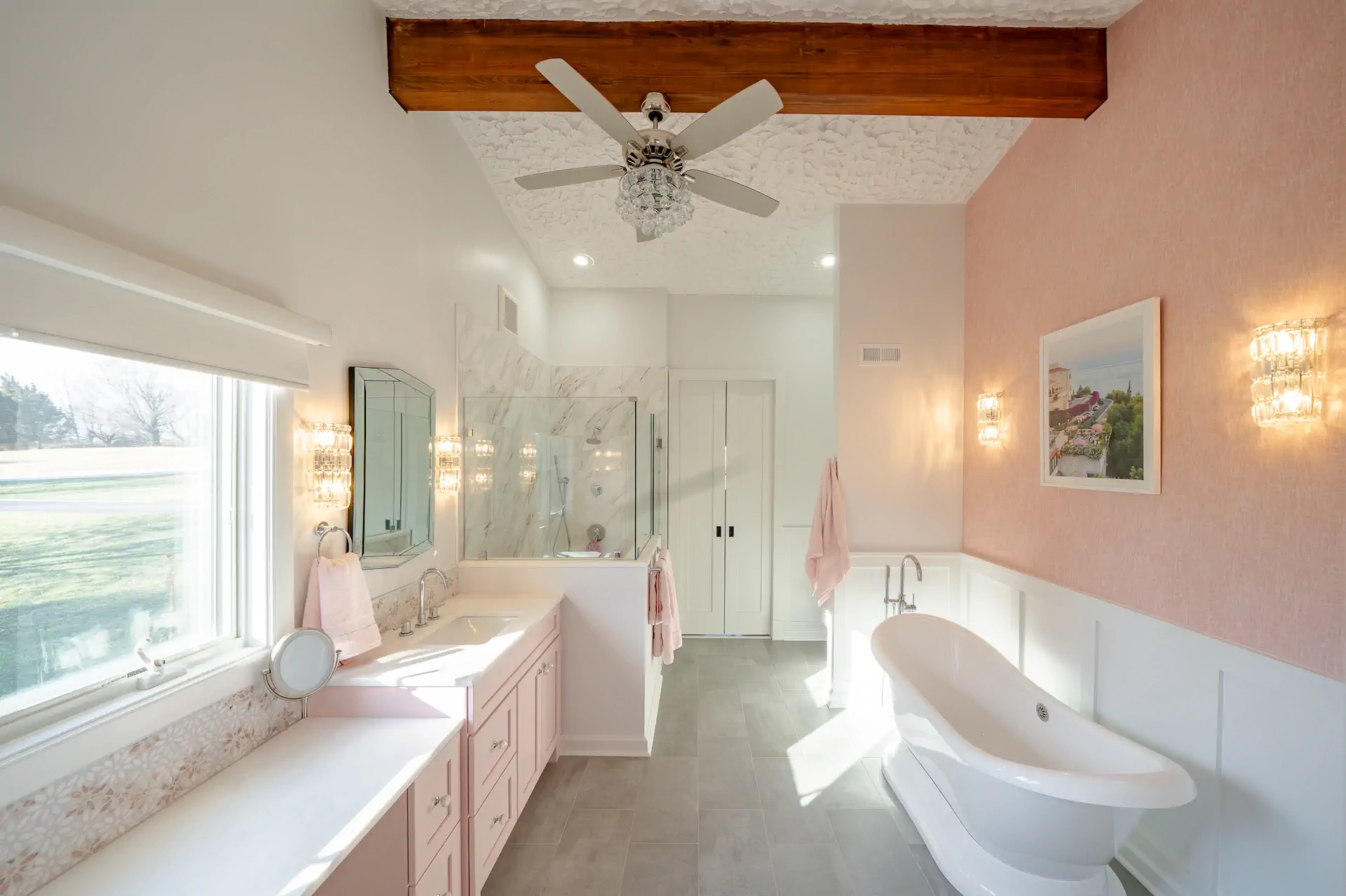 Pink bathroom remodel