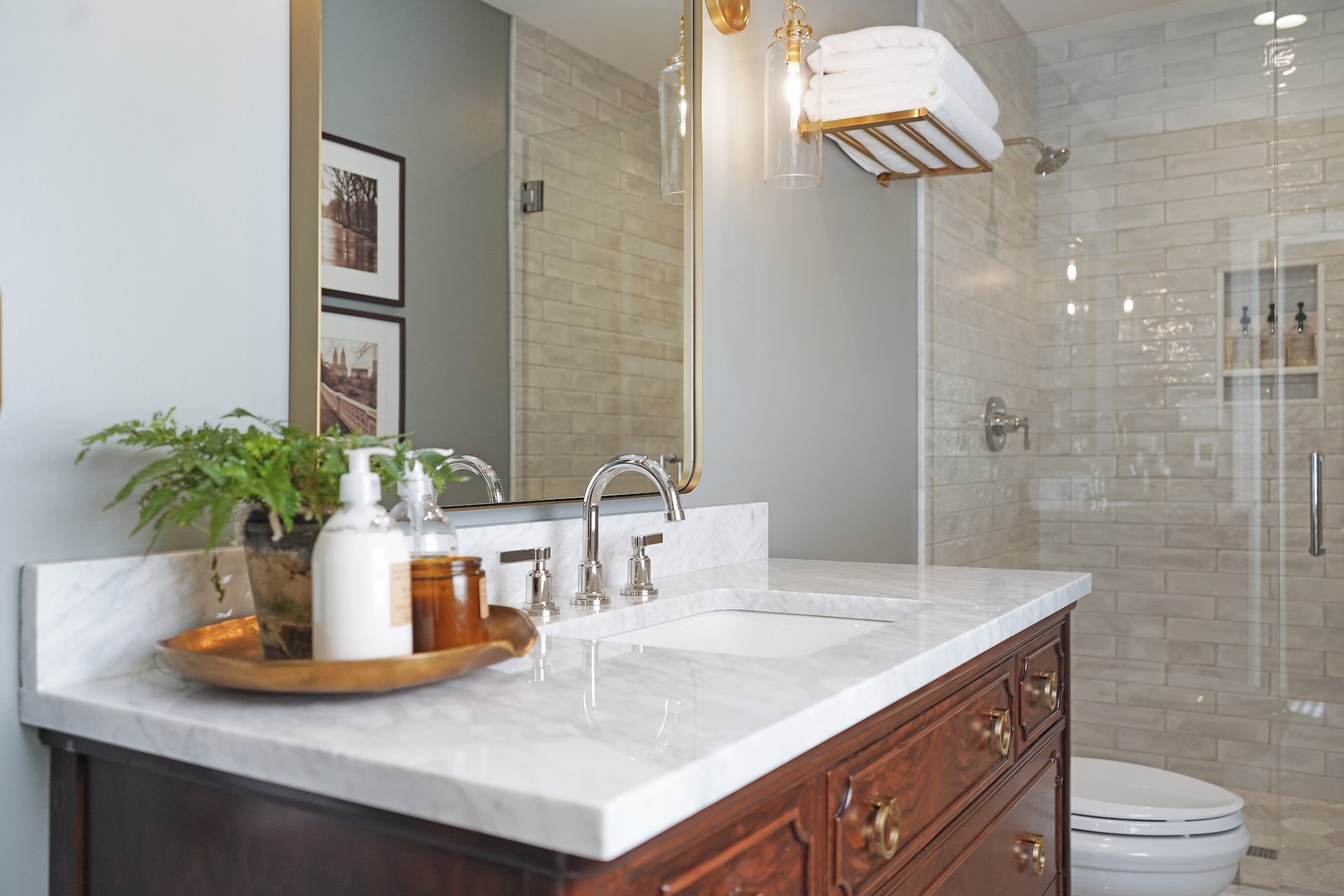 Leveling Up Your Bathroom Remodel with a Modern Bathroom Vanity 1 Guest bathroom with furniture-like vanity - modern bathroom vanity