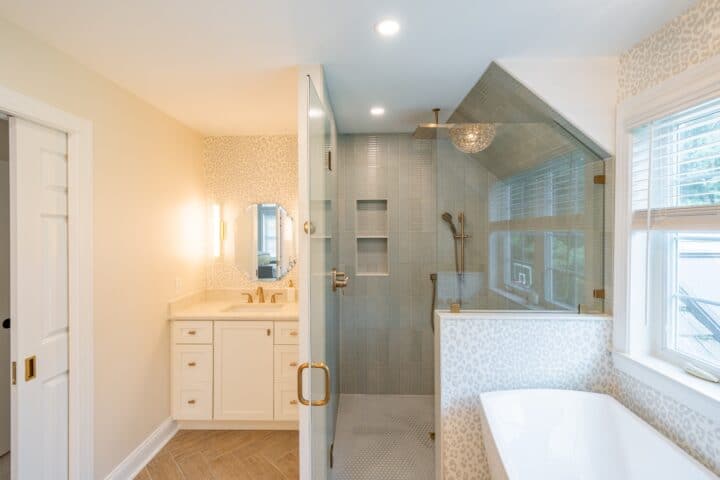 Bathroom with glass shower enclosure