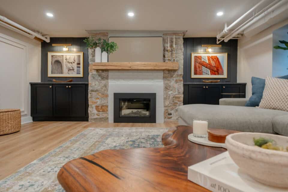 Remodeled basement in West Chester PA tudor home