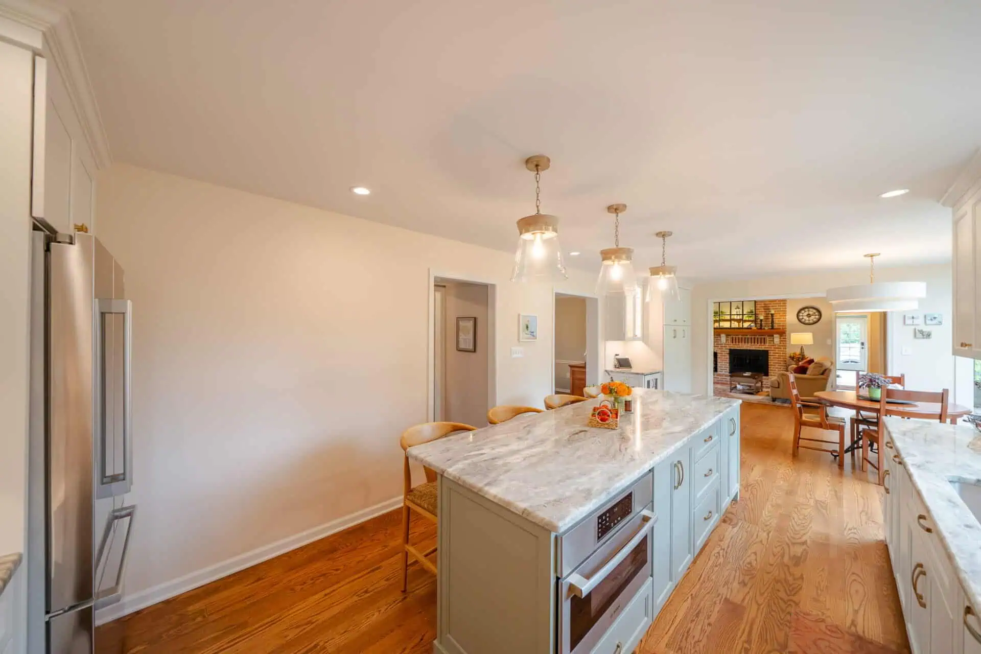 Built-In Kitchen Islands with Base Cabinet Storage and Seating