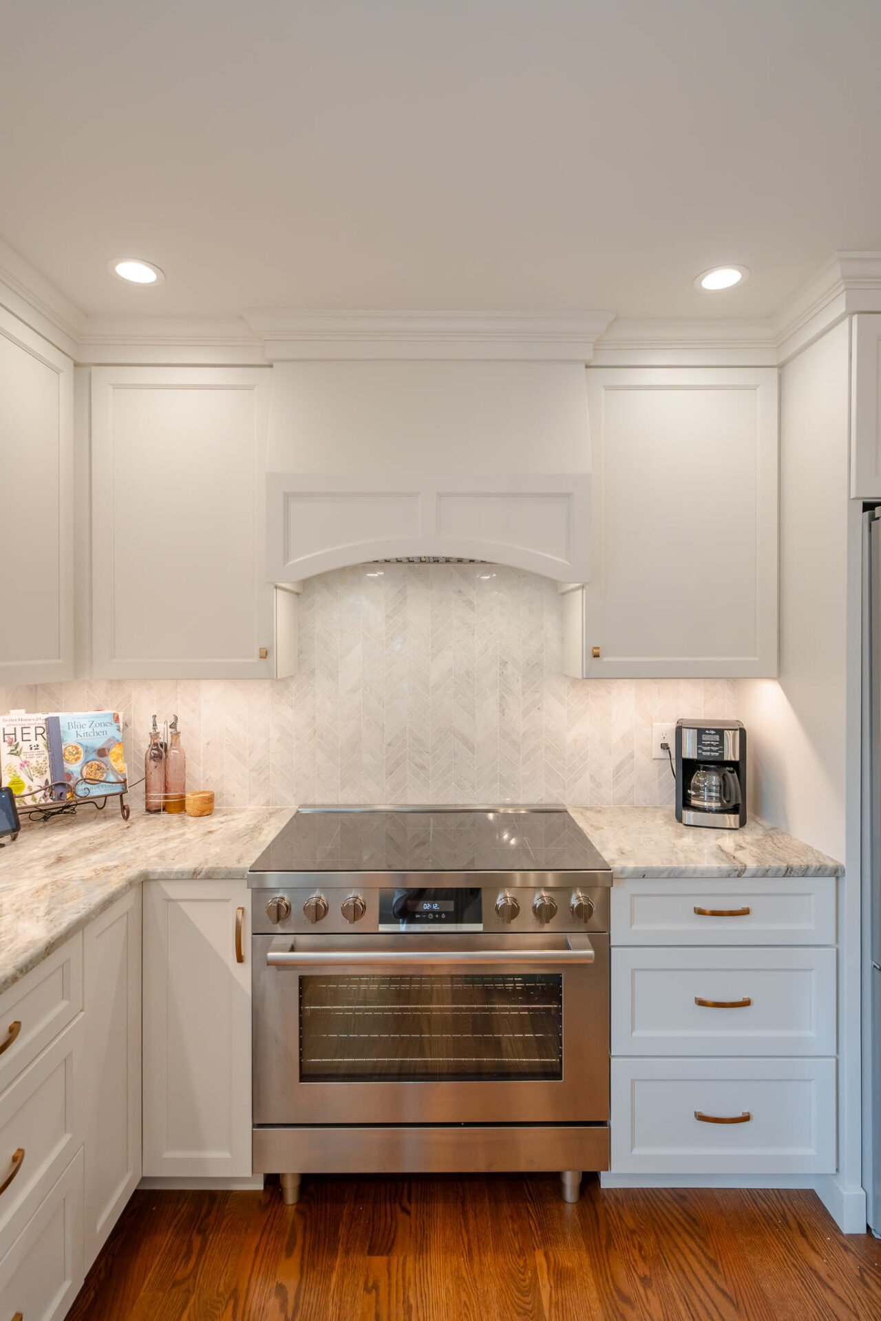 Glass Top Gas Burner Built Into A Kitchen's Cabinetry