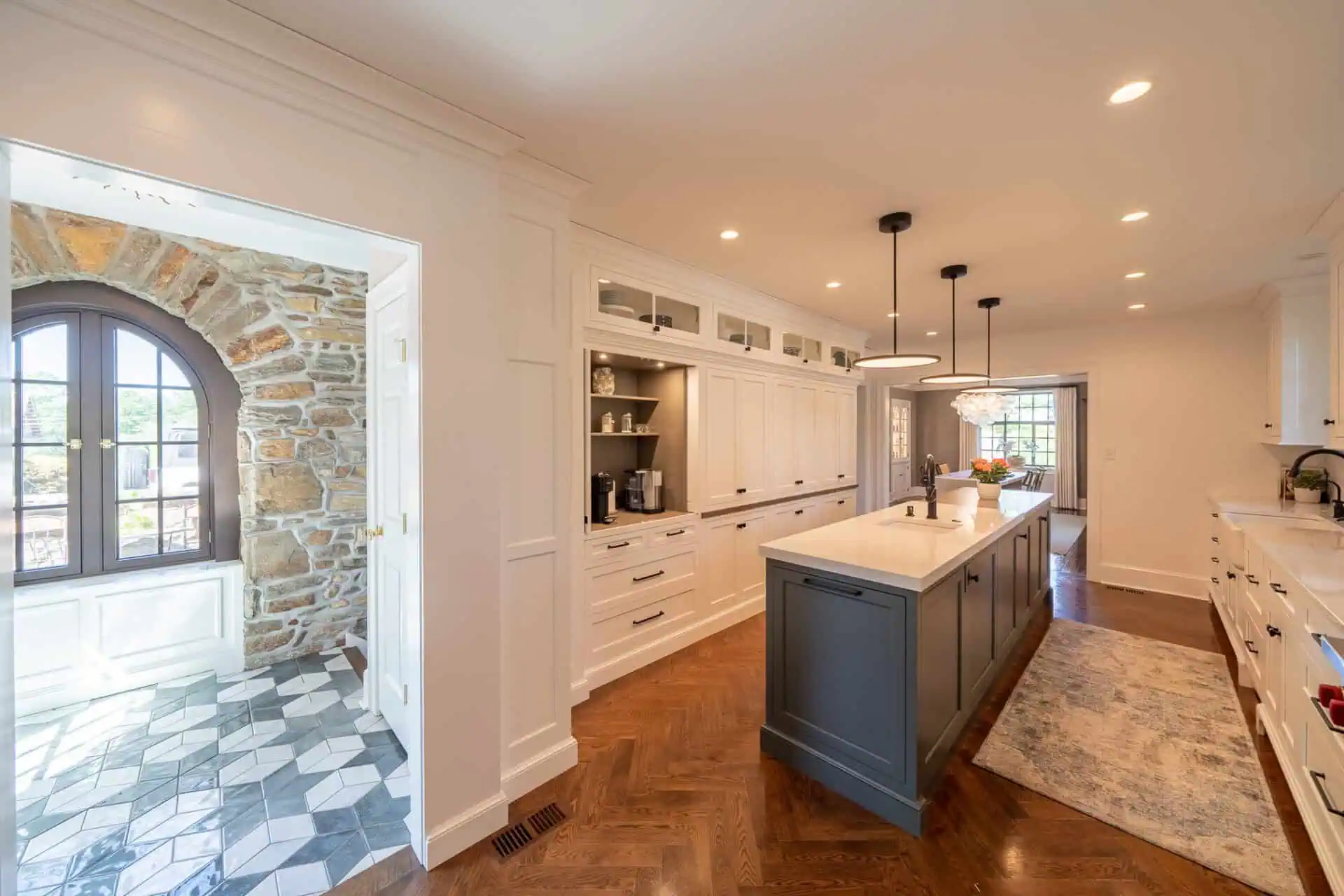 White kitchen with outdoor access door