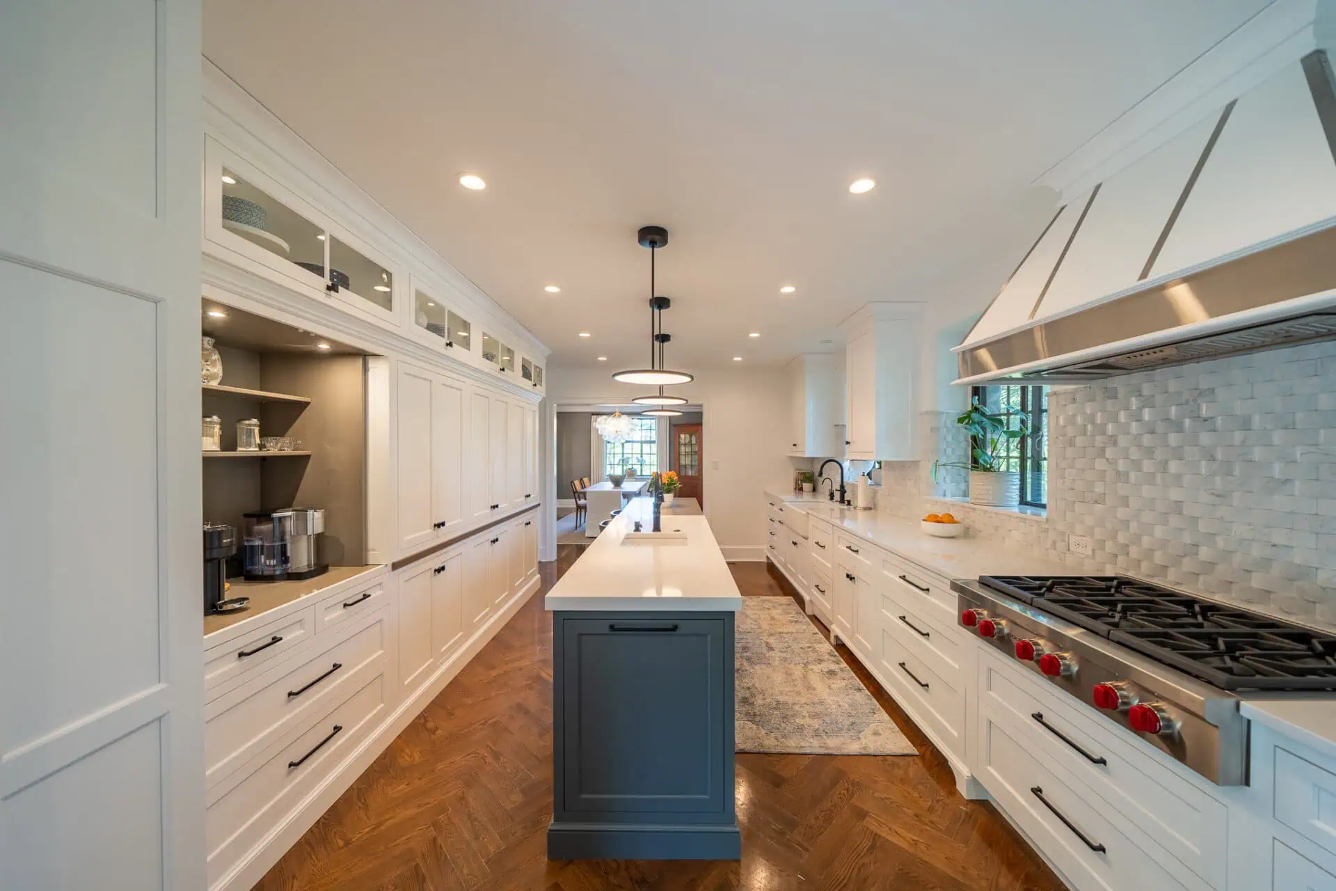 White kitchen with center island