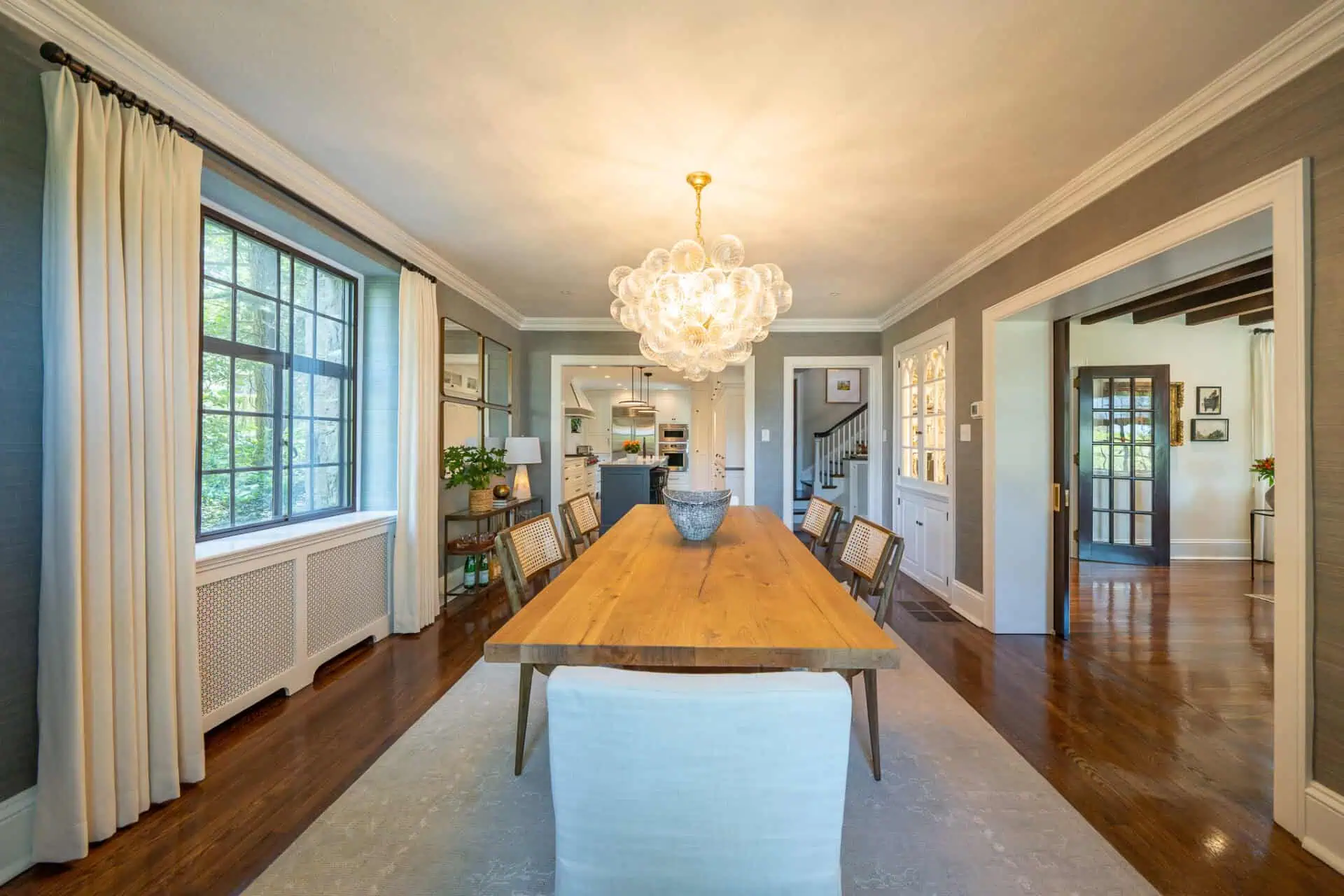 Restored dining room in Pennsylvania Tudor home