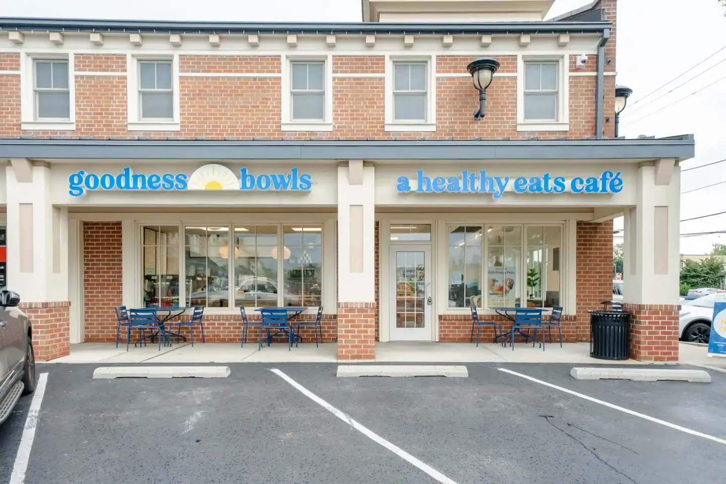 Goodness Bowls storefront exterior after Hazley Commercial franchise fit-out in Paoli, PA