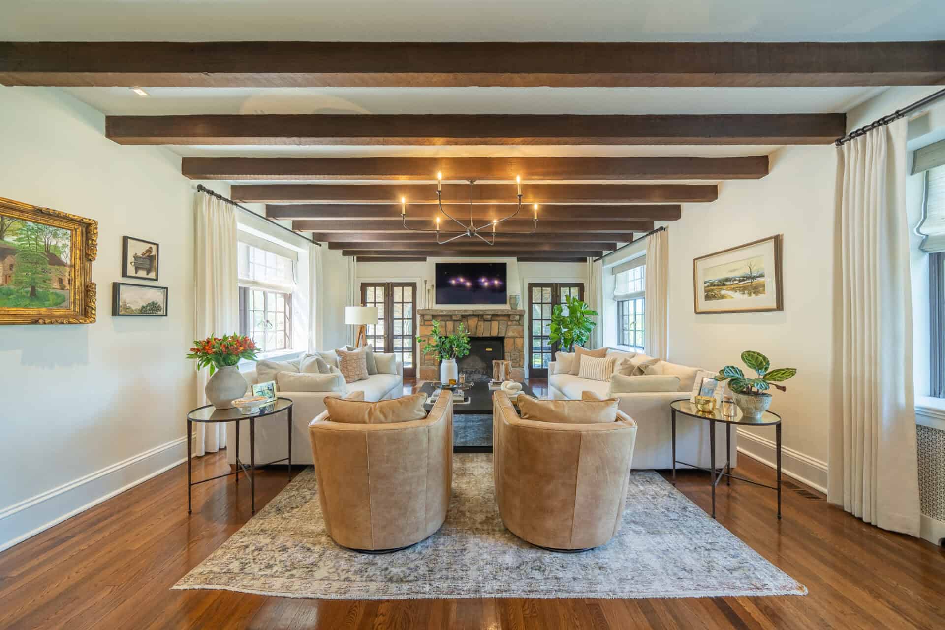 Formal living room in Tudor home